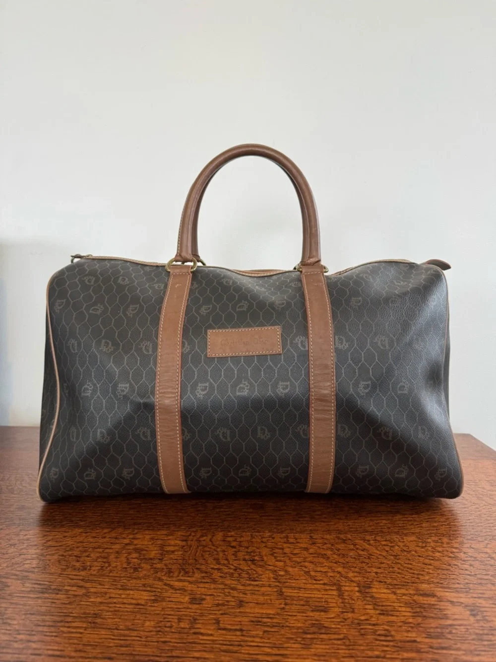 Christian Dior Honeycomb Boston Bag Brown & Tan with COA - Picture 1 of 16